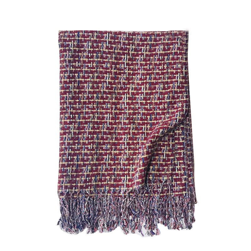 Fashion versatile woven shawl ethnic style  small check scarf