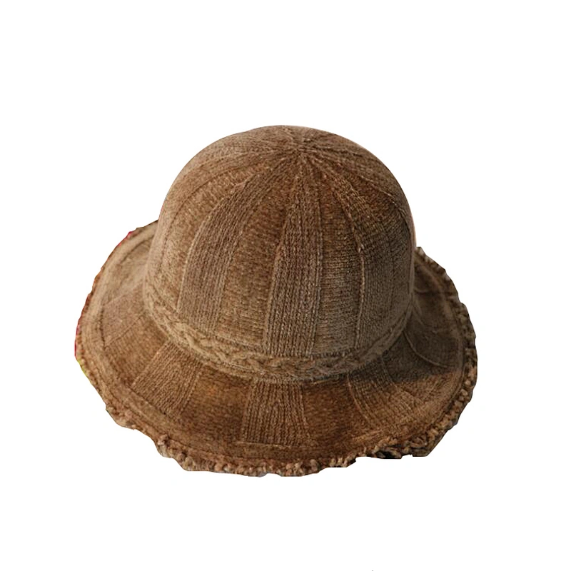 Bowknot bowler hat women winter cultural all-in-one fisherman's chenille hat