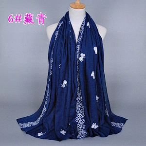 Infinity scarf knitting pattern embroidered women pure cotton shawl hijab scarf