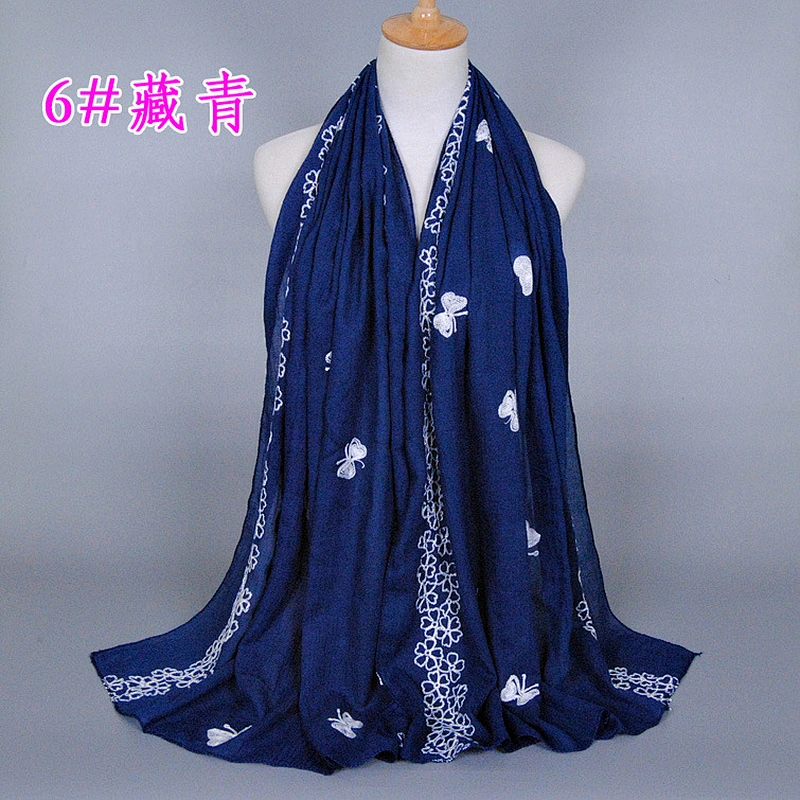 Infinity scarf knitting pattern embroidered women pure cotton shawl hijab scarf