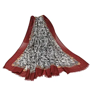 Printed silk towel chiffon fabric  oversize beach shawl woman's scarf