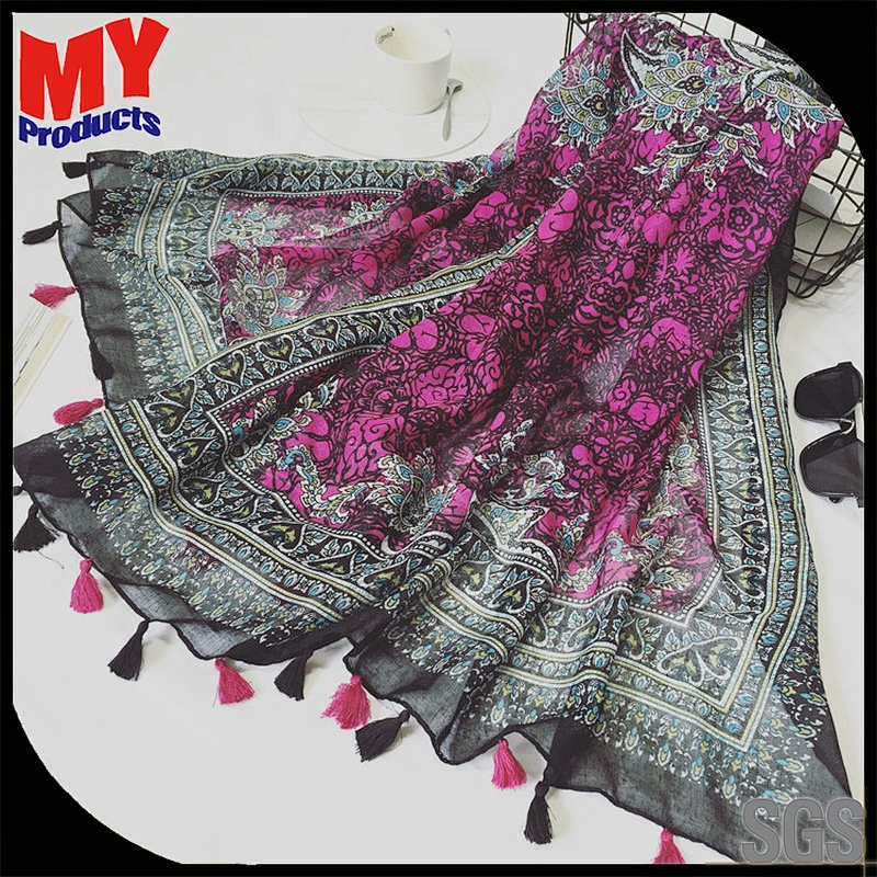 Large Silk Scarf With Chain Pattern Egyptian Cotton Scarves Wool Silk Reversible Scarf
