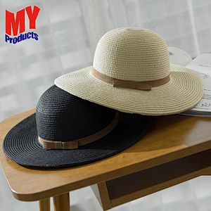 Wholesale Fashion Cheap Floppy Beach Summer White Wide Brim Women'S Man Church Juzz Felt Fedora Panama Sun Paper Straw Hat