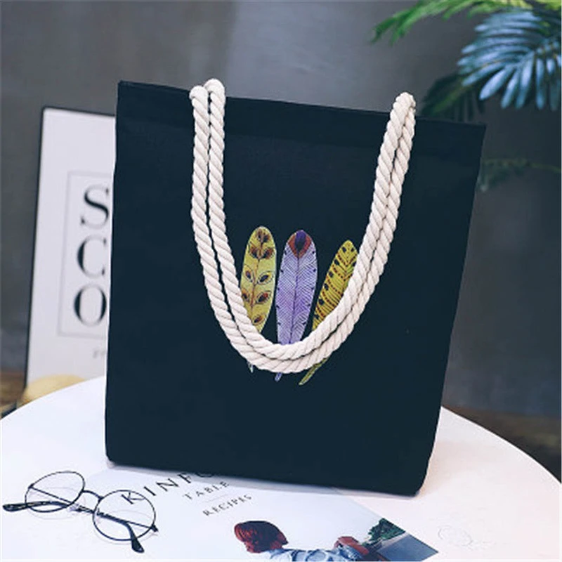 Custom Printed Ladies Shoulder Bag Canvas Woman Tote Handbags