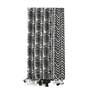 Korean version women's black and white geometric fringe long scarf