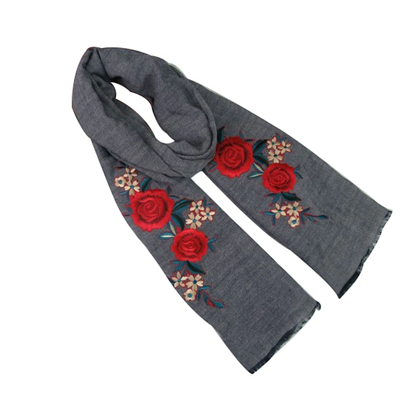 New style scarf with rose embroidery woman's scarf