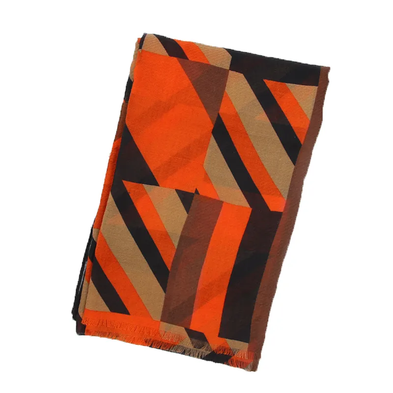 Retro style fashion geometric stitching twill shawl  scarf