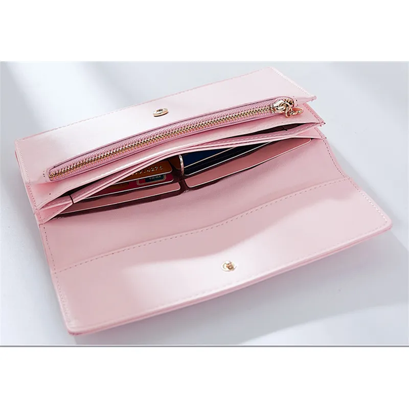 2019 Hot sale fashion ladies pu leather wallet girls purse long tyle wallets