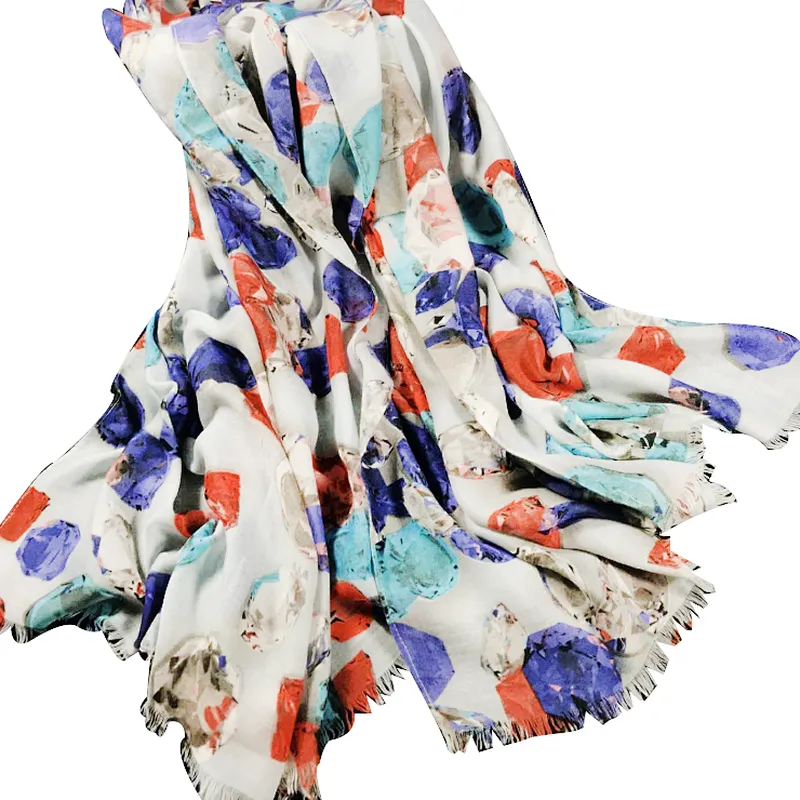 Women's cotton scarf neck fashionable printing floral country style lightweight scarves for ladies and girls