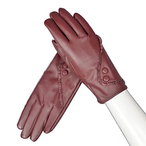 Waterproof Leather Winter Keep Warm Womens Gloves Fur Inside Touch-screen Gloves