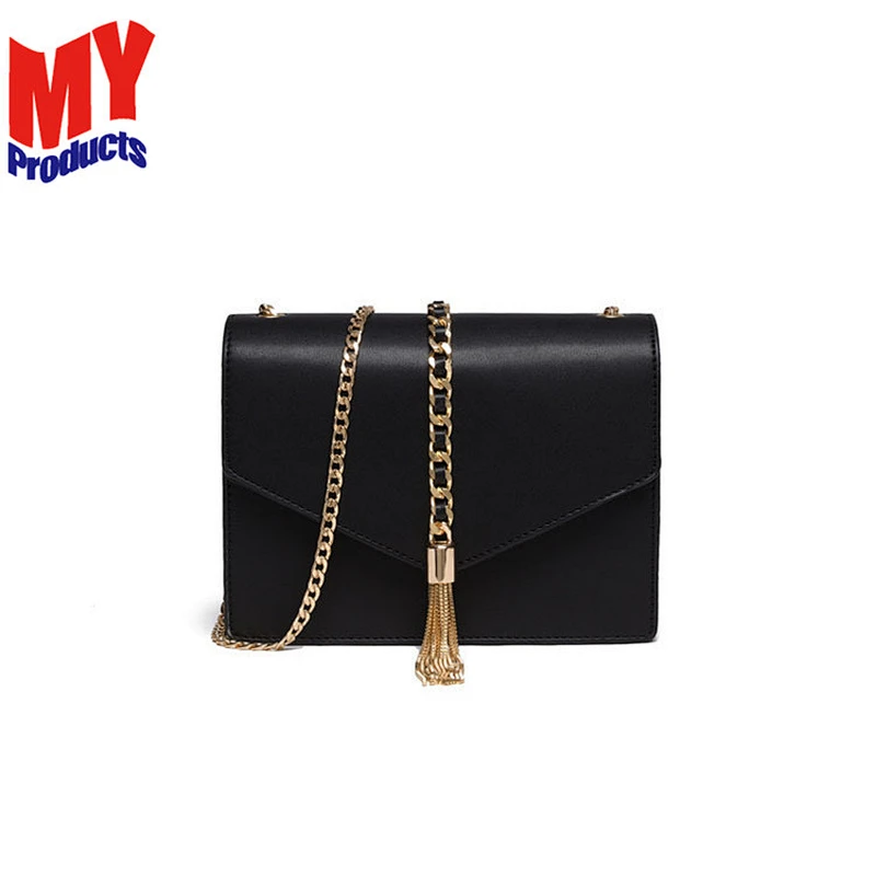 Latest Real Leather Long Chain Strap Handbag Women Sling Shoulder Bag