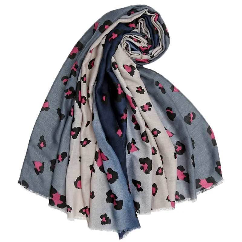 Unique woman's leopard print spring and autumn shawl folk style scarf