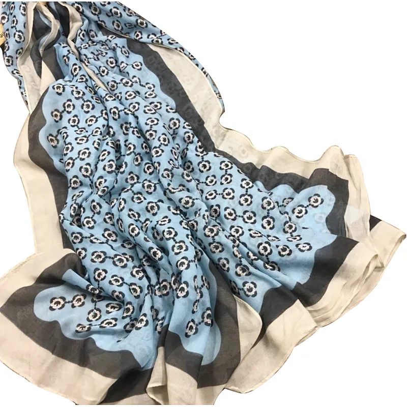 Sunflower tricolor border positioning printed scarf travel holiday shawl