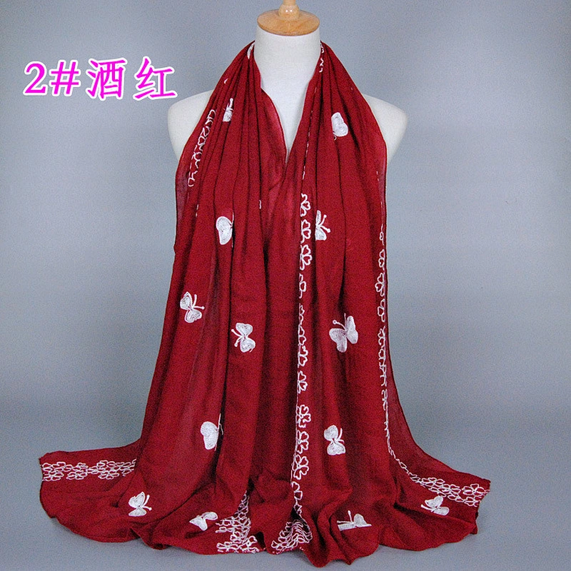 Infinity scarf knitting pattern embroidered women pure cotton shawl hijab scarf