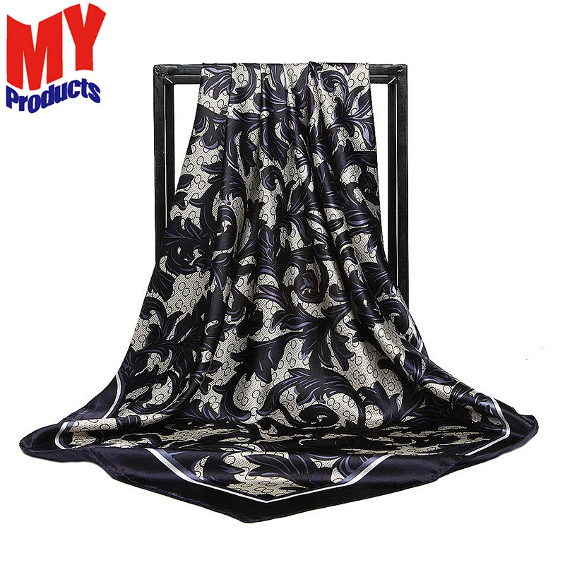 Custom design printed muslim square scarves women square scarf 90cm