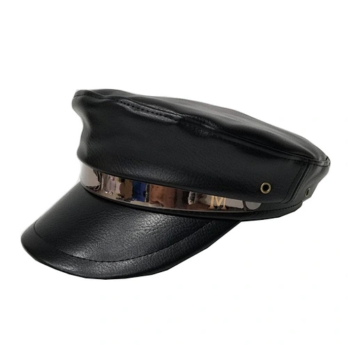 Leather octagonal hat lady autumn and winter cap british flat top navy cap lady beret hat