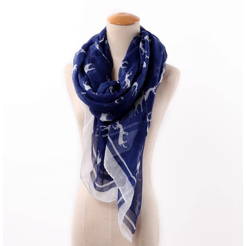 New christmas deer printed animal scarf sunscreen beach woman's shawl scarf