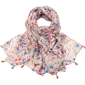 Summer new floral  flower ventilate scarf long travel sunshade beach  shawl