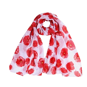 European and American style poppy design flower print scarf