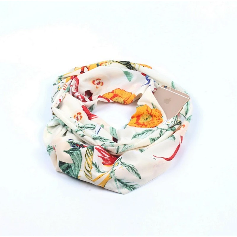 New autumn/winter scarf storage  pocket zipper cover neck print invisible zipper scarf
