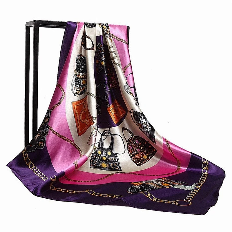 Custom Fashion Printed Lady Silk Square Scarf Neck Scarf