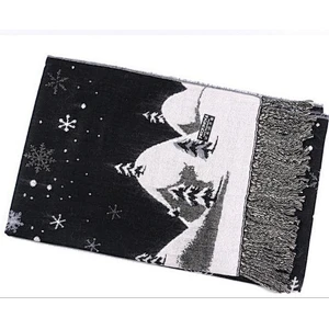 Christmas snow castle two-sided tassel men and women pashmina scarf shawl