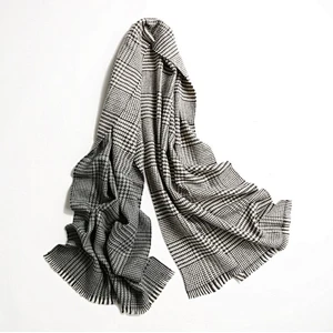 Cashmere small plaid scarf lady contrast color checked scarf