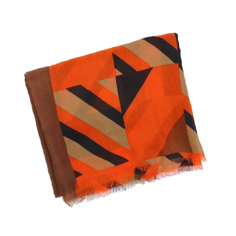 Retro style fashion geometric stitching twill shawl  scarf