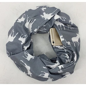 Christmas cute moose print zipper pocket scarf