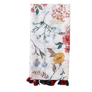 Spring and summer artistic hot stamping broken flower tassel scarf holiday tourism beach lady's towel scarf