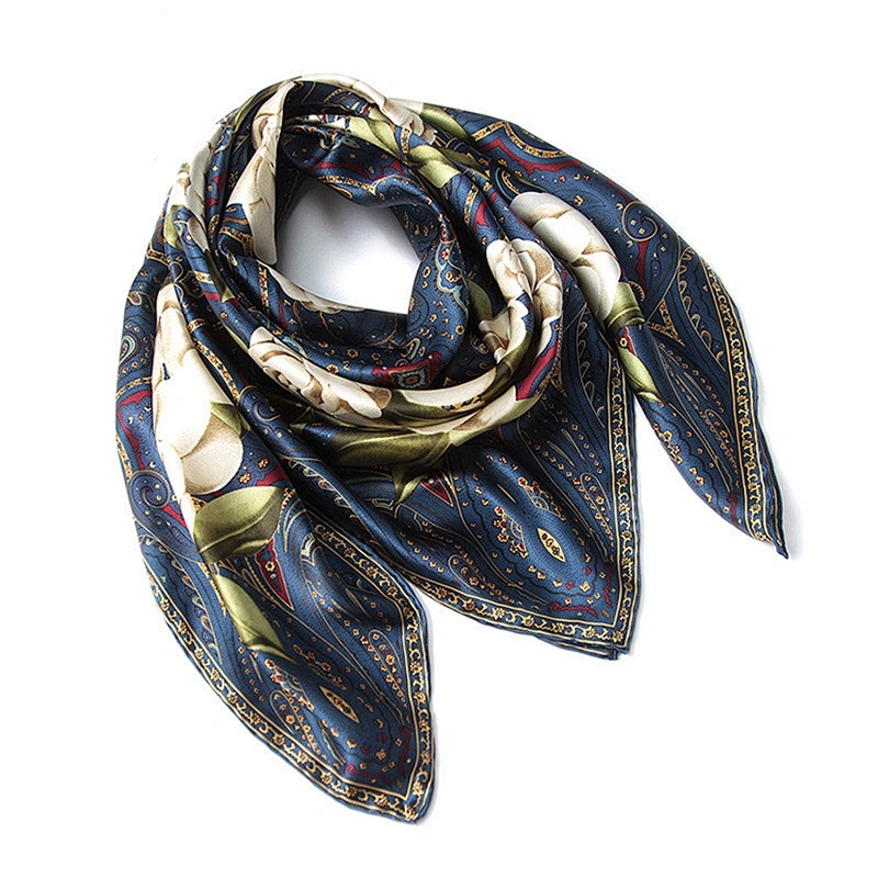 High Quality Custom Print Scarf Woman Square Silk Printed Hijab Scarf