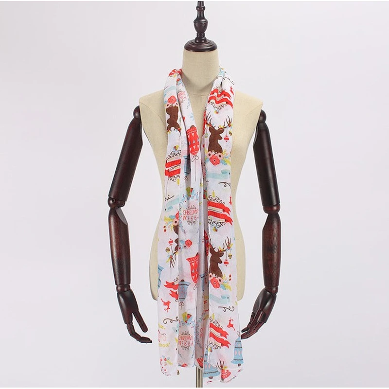 New christmas scarves for children bells and fawn print warm scarves