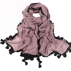 Handwork tassel cotton and linen scarf woman a substitute  hair ball side personality shawl scarf
