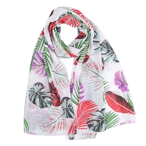 Retro style fashion tropical rain forest leaves printed shawl scarf