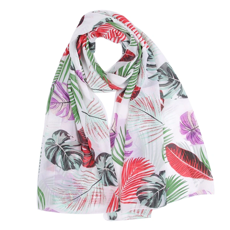 Retro style fashion tropical rain forest leaves printed shawl scarf