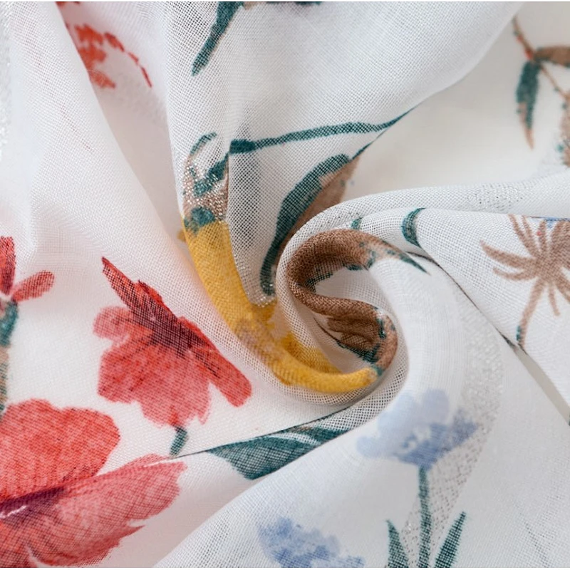 Spring and summer artistic hot stamping broken flower tassel scarf holiday tourism beach lady's towel scarf