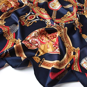 High Quality Custom Print Scarf Woman Square Silk Printed Hijab Scarf