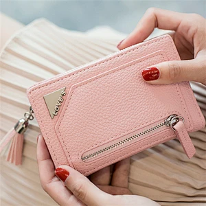 Short Wallet Ladies Small Women Fresh Foldable Leather Coin Purse Leather Wallets