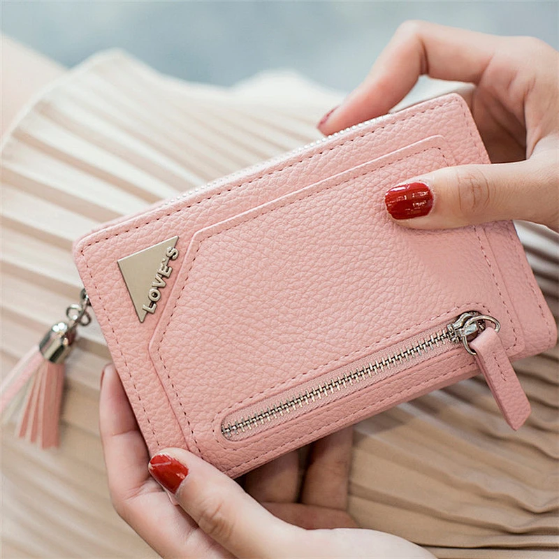 Short Wallet Ladies Small Women Fresh Foldable Leather Coin Purse Leather Wallets