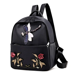 Popular Large Capacity Backpack Stylish Embroidery Nylon Backpack For Girl