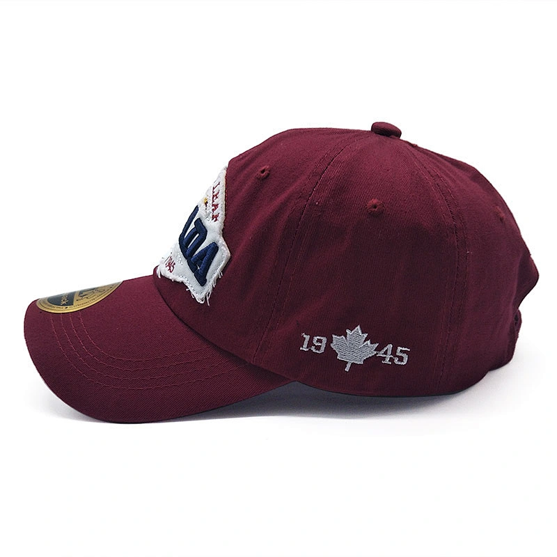 OEM promotional metal buckle 3d embroidery black canada flag baseball cap hats