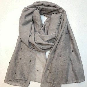 New design satin embossed with pearls women scarf