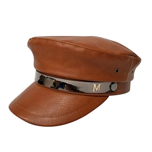 Leather octagonal hat lady autumn and winter cap british flat top navy cap lady beret hat