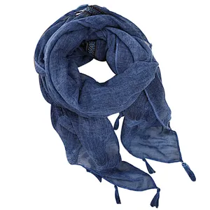 Leisure and artistic style cotton and linen shawl fashion sunshade travel beach towel handmade tassel hanging scarf