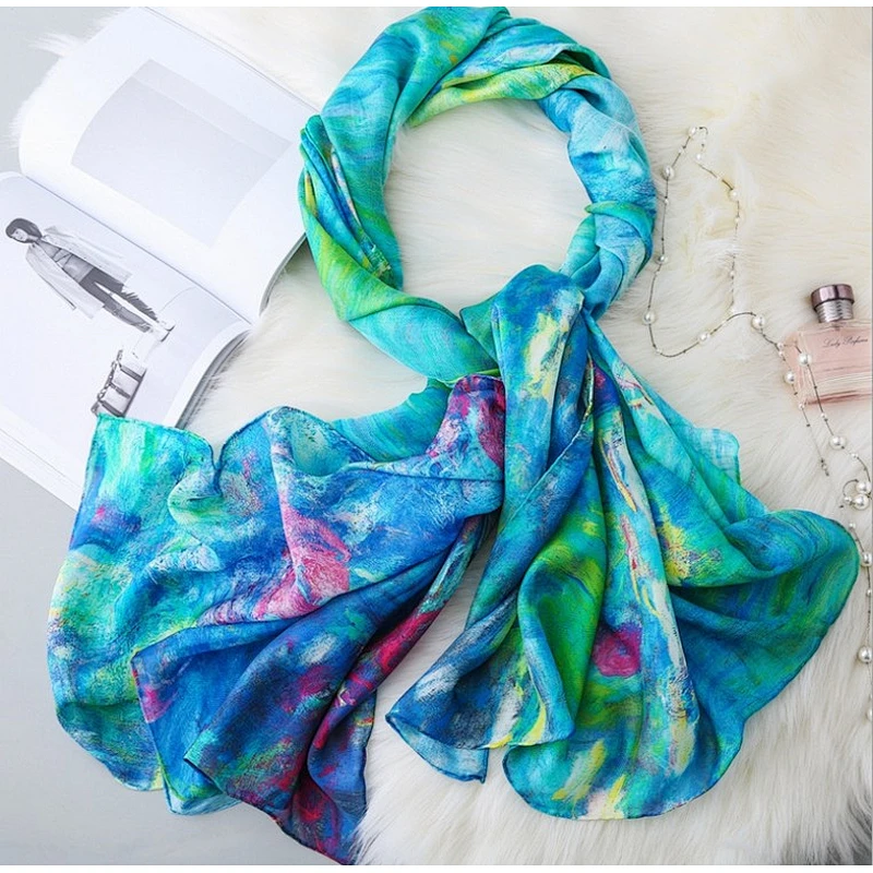 Spray painting scarf spring and autumn Korean version s herringbone silk scarf