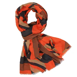 Retro style fashion geometric stitching twill shawl  scarf