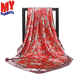 Custom design printed muslim square scarves women square scarf 90cm