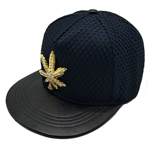 Custom logo snapback cap crystal worn denim adult women leaves canada hat