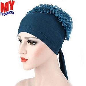 fashion muslim hijab cap ,arabic style Big satin bonnet turban