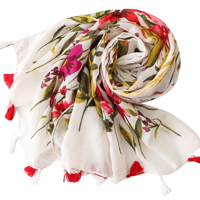 New national flower printed travel seaside holiday sunshade shawl beach towel scarf